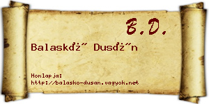 Balaskó Dusán névjegykártya
